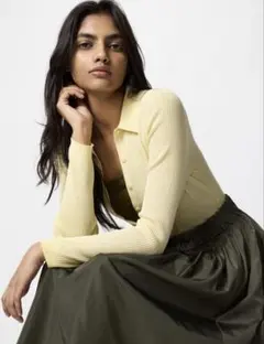 新品未使用　UNIQLO リブポロカーディガン　Lサイズ