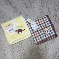 PAUL & JOE 猫刺繍 タオルハンカチ 2枚セット　最終お値下げ‼️