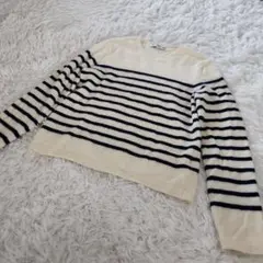イネス ユニクロ ニット セーター カシミヤ 100% ボーダー オフホワイト