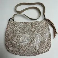 【中古】UNTITLED ショルダーバッグ 花と葉のデザイン　タッセル付のサムネイル