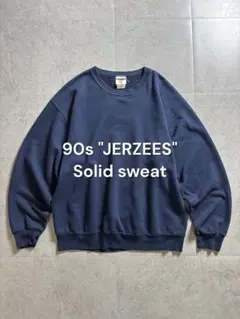 90s JERZEES 無地スウェット 薄手 ソリッドネイビー L 美品