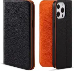 iPhone 13Pro手帳型ケース 6.1in 本革 オレンジ251K1475