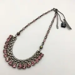 新品/未使用 イタリア製 クリスタル ライトアメジストカラー ビブネックレス
