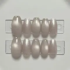 【現品】ネイルチップ 韓国風 マグネット シンプル 大人 グレー ピンク