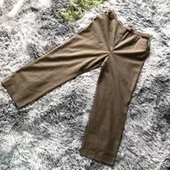 レリアン【L】ウール混 ワイドパンツ ブラウン ゆったり レディース L