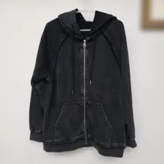 ブラックジップアップフードパーカー
