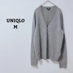 ユニクロ　カーディガン　羽織　シンプル　Vネック　薄手　通年　毛100 M