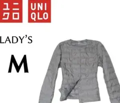 美品UNIQLO◇ ウルトラライトダウンジャケットノーカラー　グレー　M