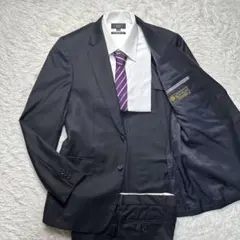 極美品 ポールスミス 高級ロロピアーナ 130'S 光沢 赤ステッチ XL