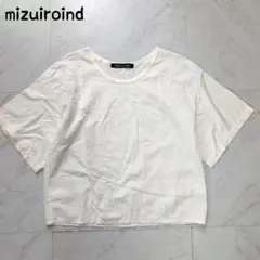 ミズイロインド 刺繍入りホワイトTシャツ オーバーサイズのサムネイル