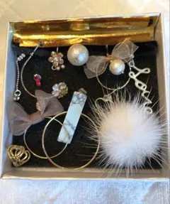 【片耳ピアス12点まとめ売り】ハート　リボン　パール　ファー　シフォン　ビジュー