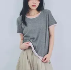 JEANASIS新品チュールレイヤーバイカラーTEE/782879のサムネイル