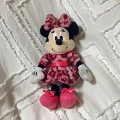 ディズニー ミニーちゃん ぬいぐるみチャーム ヒョウ柄 ピンク