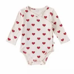 73cm【新品】ハート柄ロンパース　韓国　長袖　ロンパース　ベビー　肌着