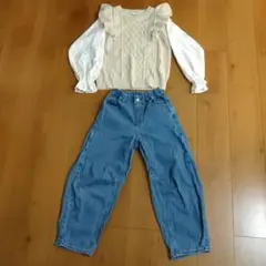 セーター150とGUデニムパンツ140セット