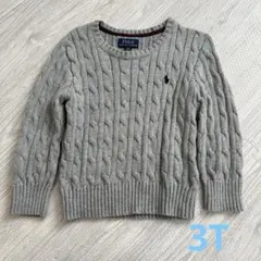 POLO グレー ケーブルコットンセーター 3t