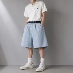 00s ポロバイラルフローレン ハーフパンツ ダンガリー ノータック W40のサムネイル