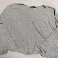 値下げ スピックアンドスパン 日本製アンゴラ入り Vネックニット グレー