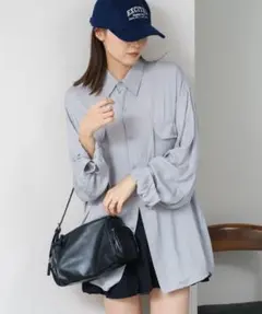 カスタネ　サテンビッグシャツ