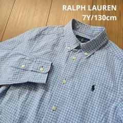【RALPH LAUREN】長袖 トップス ブラウス 青色 チェック柄
