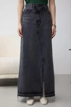 AZULBYMOUSSY オーバーラップロングデニムスカート BLACK