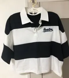 レディース　ボーダー半袖　ポロシャツＬ