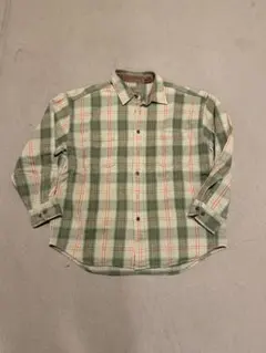 セントジョンズベイグリーン系チェックネルシャツ Lサイズ90s