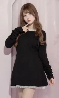 新品未開封】Darich レースドッキングプリーツミニワンピース ブラック