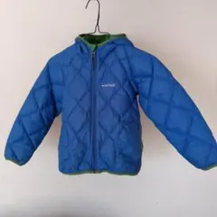 mont-bell　青色緑色リバーシブルキルティングダウンコート フード付き