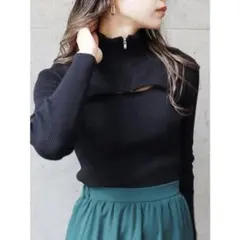 MURUA ハーフジップカットニット