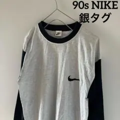 90sNIKEナイキ銀タグリンガーtロンtシャツメンズ長袖ブラック黒m