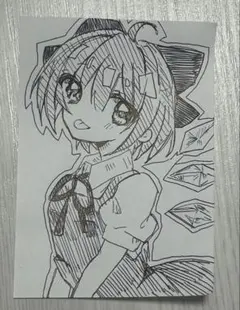 東方Project チルノ ラクガキ アナログイラスト 手描きイラスト