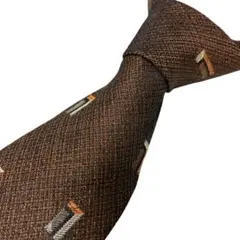 総柄 ブラウン 茶色 ネクタイ
