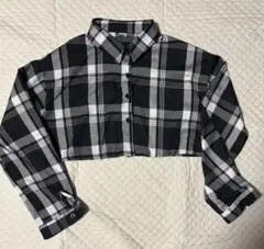 SHEIN チェック柄 ショート丈 長袖シャツ