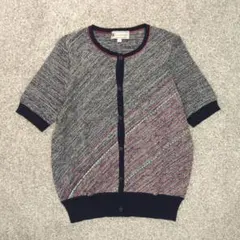 Vintage 90s 半袖カーディガン L ネイビー レトロ