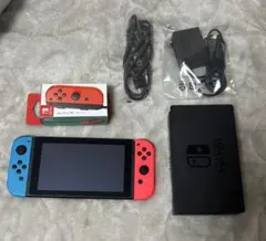 Switch本体 ・付属品1式、ジョイコン(ネオンレッドR)microSD64G
