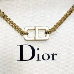 クリスチャン　ディオール　喜平　チェーン　ネックレス　CD　ゴールド　ホワイト