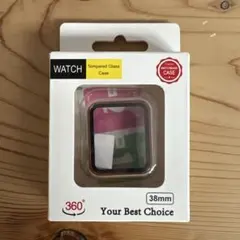 アップルウォッチ 38mm 強化ガラス 保護ケース 白×ピンクゴールド