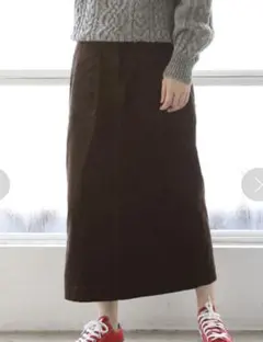 Coen ダークブラウン コーデュロイ タイトスカート S