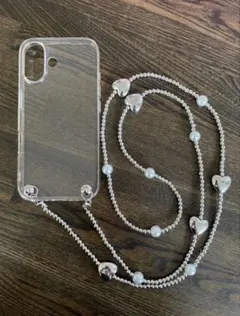 No.277 スマホショルダー　メタルビーズストラップ　ハート