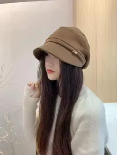 レディース帽子 UVカット 小顔 効果 フリーサイズ 秋冬 紫外線対策 ブラウン