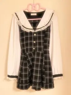 LIZLISA 長袖チェックセーラーセットアップ