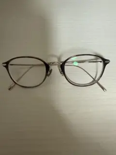 両目3.5 JINS ブラウンオーバルメタルフレームメガネ/新品メガネケース付き