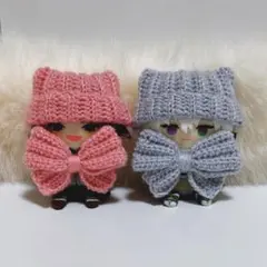 ぬい服 にじぱぺっと 10cm 帽子＆リボン ブルー ピンク セット