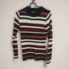 ミスティウーマン　ストライプデザイン 長袖セーター サイズF