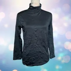 FULLMOON レディース ハイネック 裏起毛 絞り加工 ヒートテック 防寒