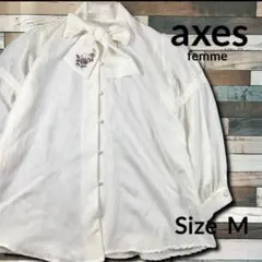 axes femme アクシーズファム ボウタイブラウス バラ刺繍 レース Mのサムネイル