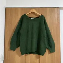 green parks ボリューム袖ニットプルオーバー　セーター　緑