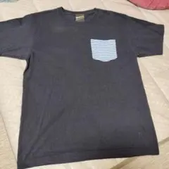 古着　BEAMS.T ネイビー Tシャツ ストライプポケット