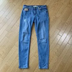 ザラ ZARA ストレート スキニーデニム ダメージ クラッシュ